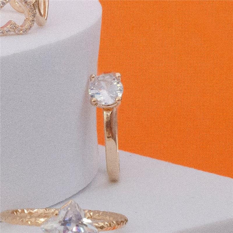 ANEL SOLITÁRIO PEDRA ÚNICA BANHO OURO 18K
