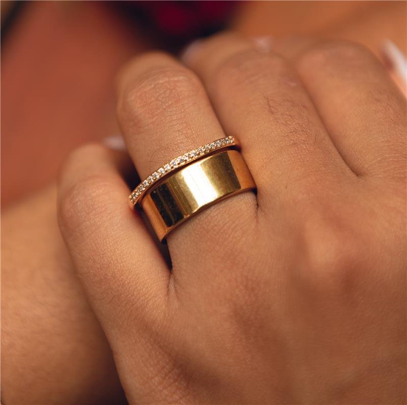 ANEL APARADOR CRAVEJADO BANHO OURO 18K