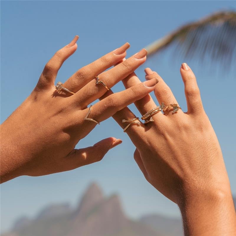 ANEL V MINI BANHO OURO 18K