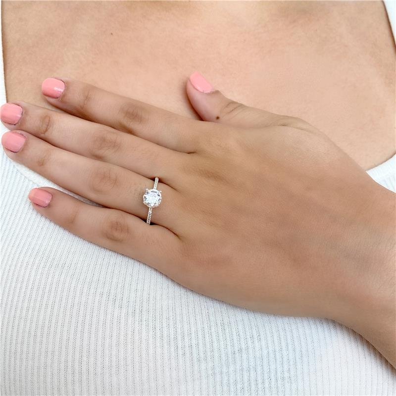 ANEL LUXO SOLITARIO CRAVEJADO COM MAXI ZIRCONIA BANHO PRATA 950