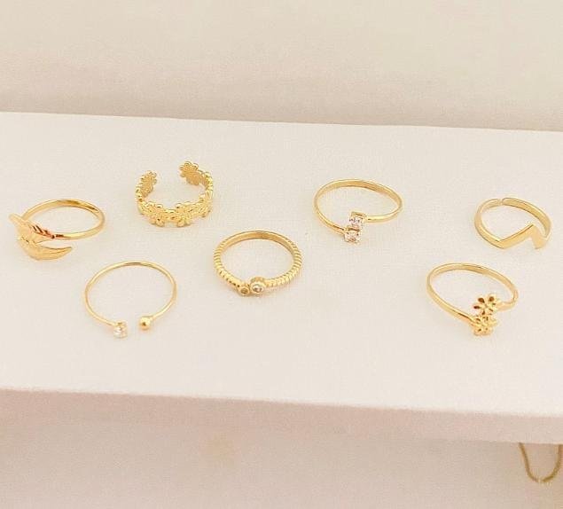 ANEL FALANGE PONTO DE LUZ E BOLINHA BANHO OURO 18K