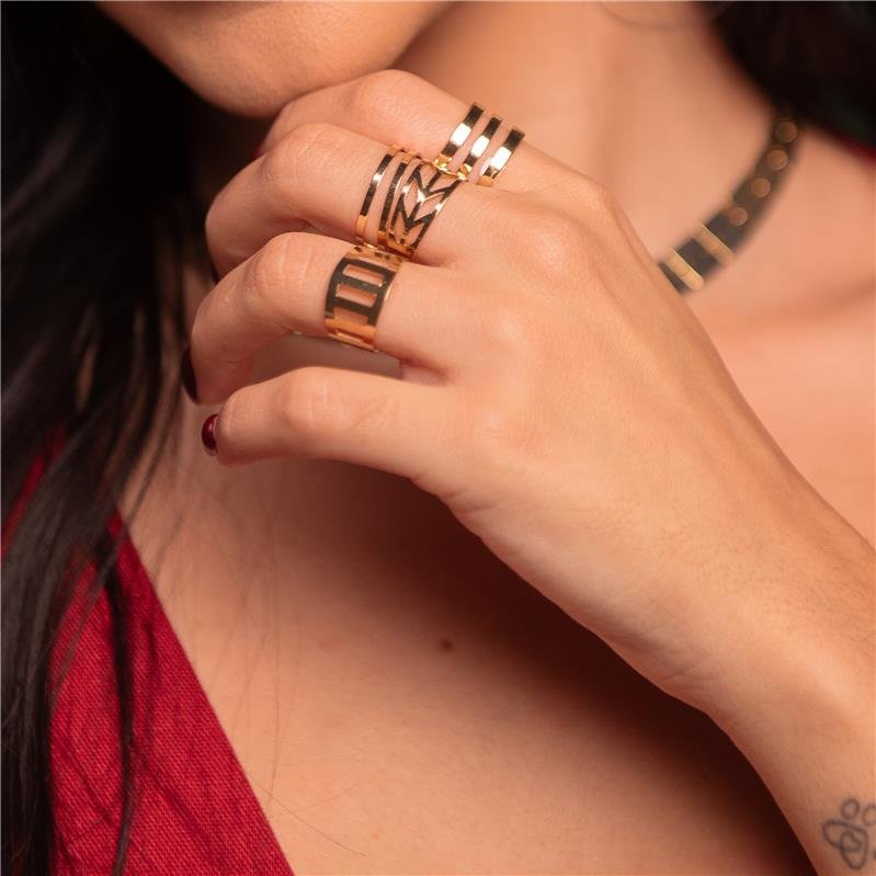 ANEL REGULÁVEL 3 LINHAS BANHO OURO 18K 