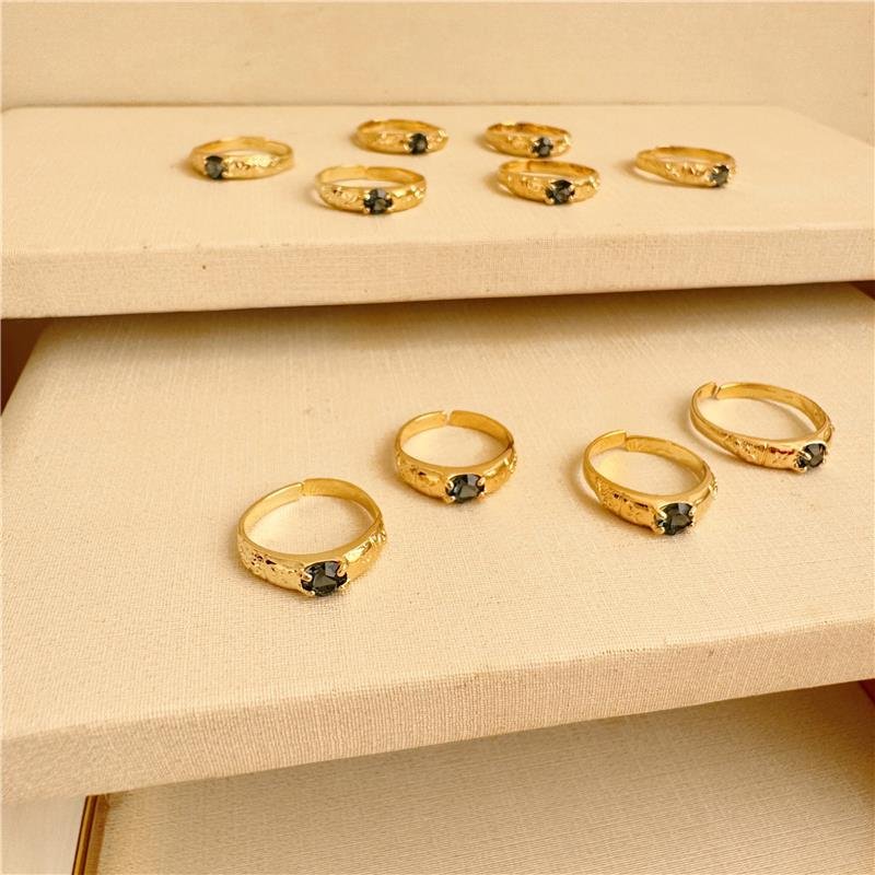 ANEL INFANTIL FORMATURA ABC REGULÁVEL PEDRA AZUL BANHO OURO 18K