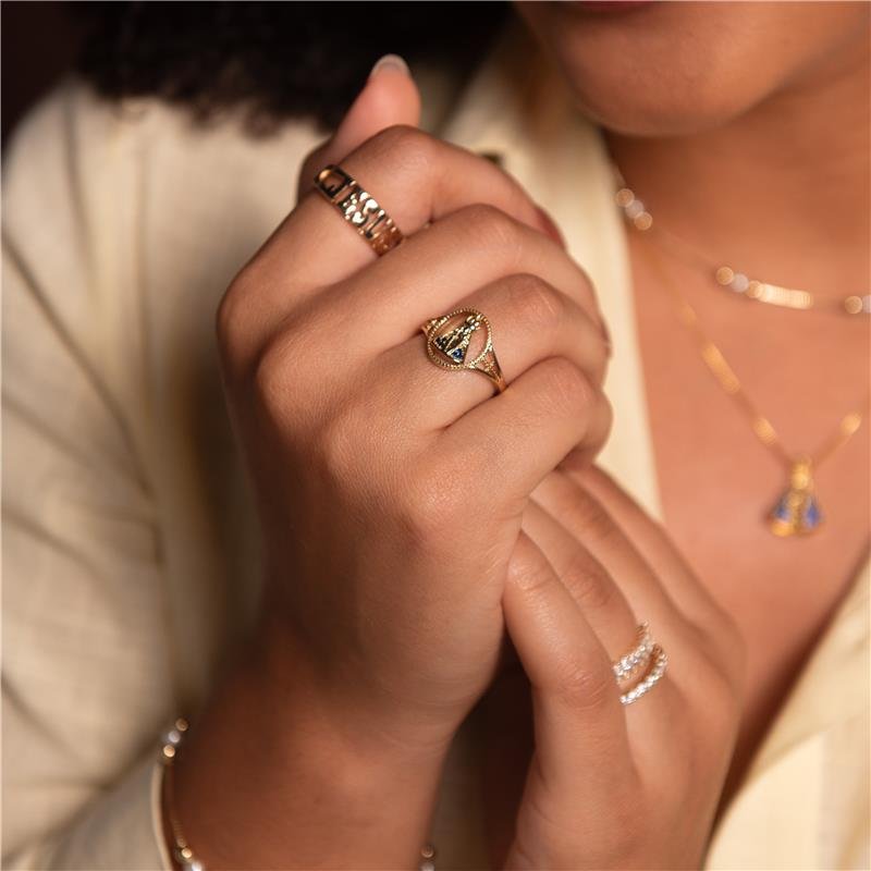 ANEL NOSSA SENHORA BANHO OURO 18K