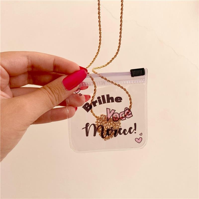 KIT COM 10 UNIDADES DE EMBALAGENS ZIPLOCK 7X7 CM PVC BRILHE VOCÊ MERECE 