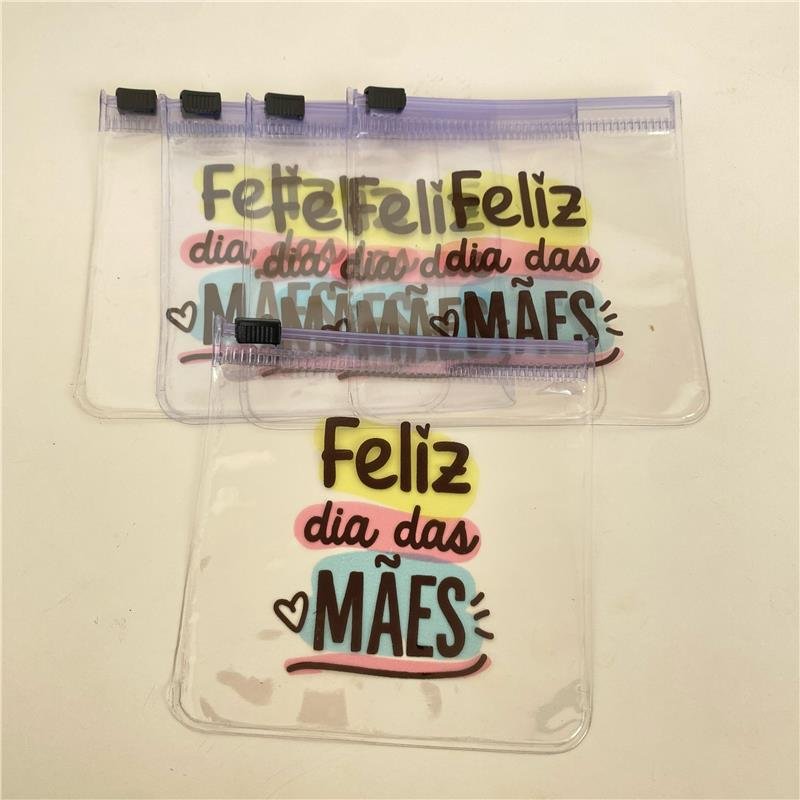 KIT COM 10 UNIDADES DE EMBALAGENS ZIPLOCK 10X10 CM PVC FELIZ DIA DAS MÃES 