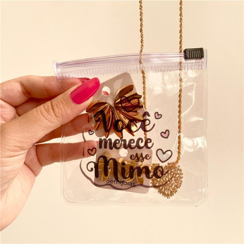KIT COM 10 UNIDADES DE EMBALAGENS ZIPLOCK 10X10 CM PVC VOCÊ MERECE ESSE MIMO