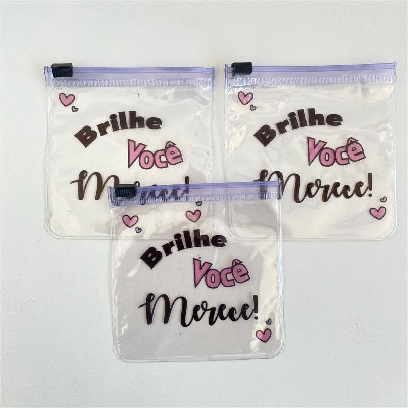 KIT COM 10 UNIDADES DE EMBALAGENS ZIPLOCK 10X10 CM PVC BRILHE VOCÊ MERECE 