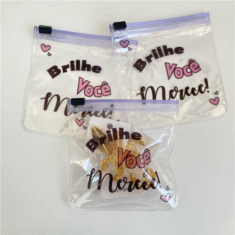 KIT COM 10 UNIDADES DE EMBALAGENS ZIPLOCK 10X10 CM PVC BRILHE VOCÊ MERECE 