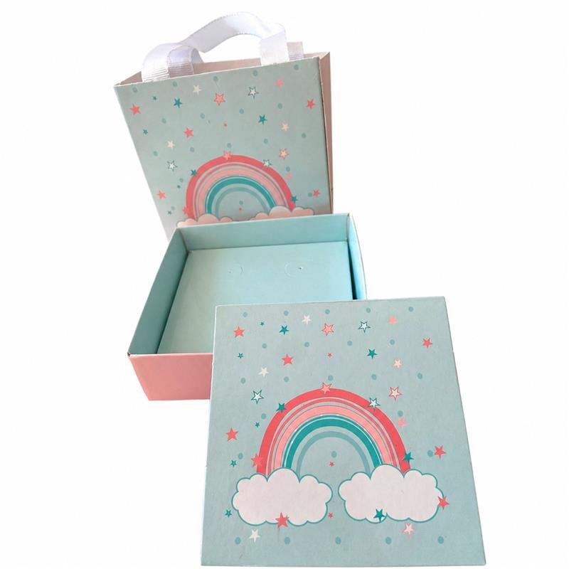  KIT COM 2 UNIDADES CAIXINHA SACOLA ARCO-IRIS