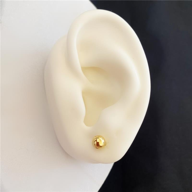 BRINCO BOLA BRILHANTE PEQUENA BANHO OURO 18K