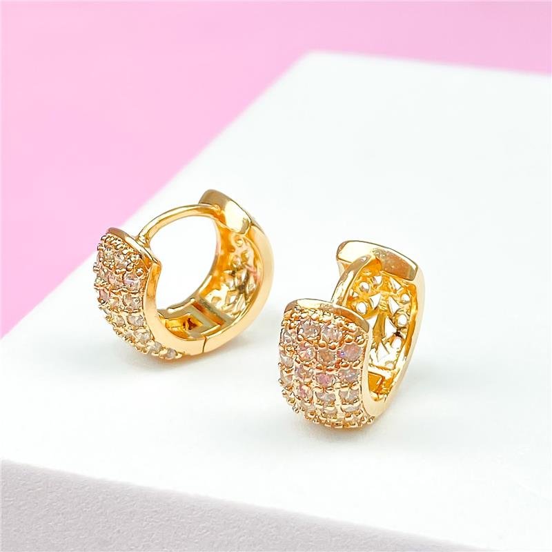 BRINCO ARGOLA 4 FILEIRAS ZIRCÔNIA BANHO OURO 18K