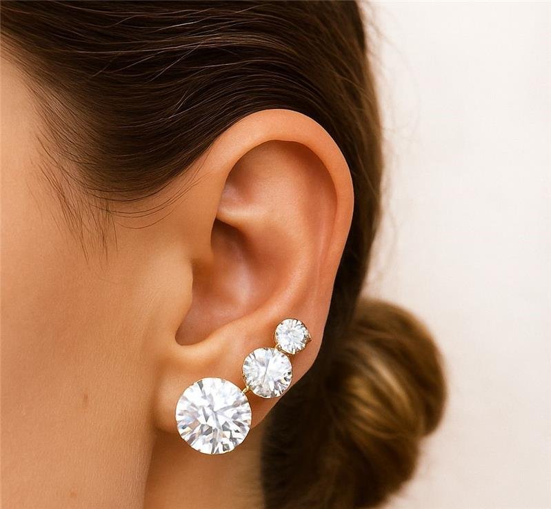 BRINCO PONTO DE LUZ ZIRCÔNIA MEDIO BANHO OURO 18K