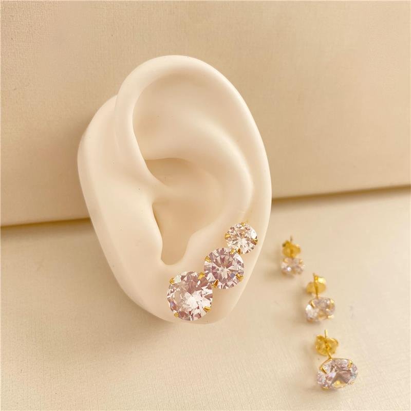 BRINCO PONTO DE LUZ ZIRCÔNIA MEDIO BANHO OURO 18K