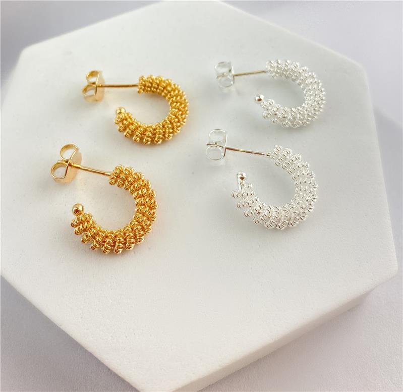 BRINCO ARGOLA ESTILO CORDÃO BAIANO BANHO OURO 18K 