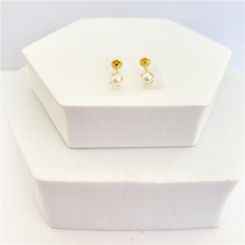 BRINCO PÉROLA - PROTEÇÃO INFANTIL / 2º FURO - BANHO DE OURO 18K