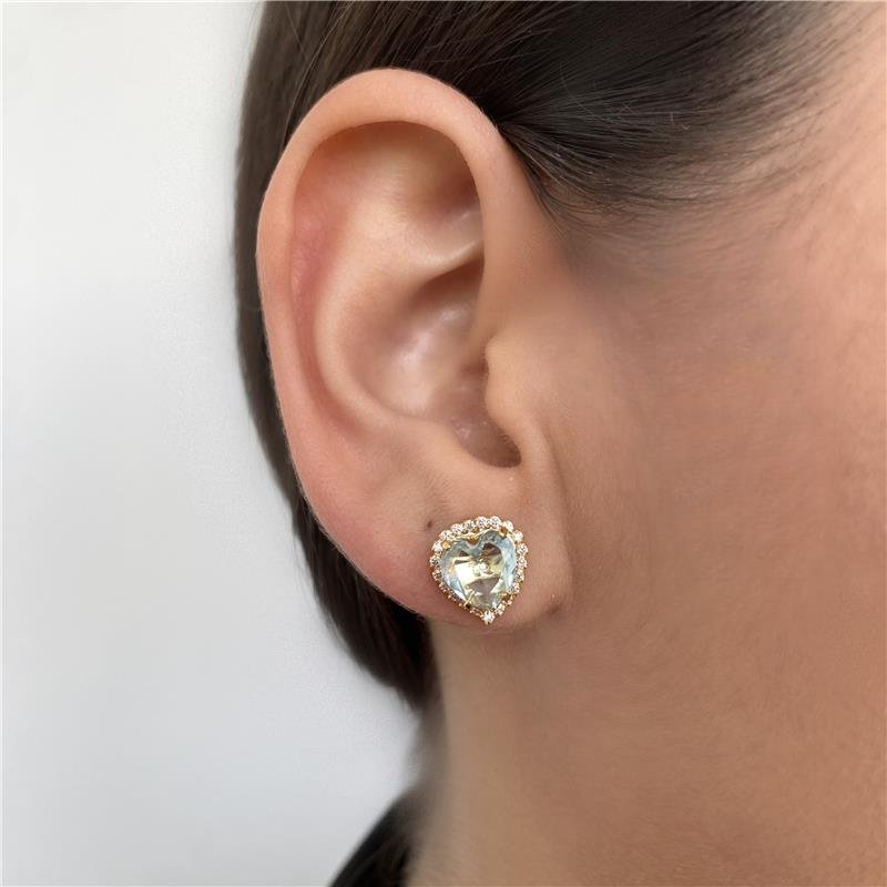 BRINCO CORAÇÃO COM ZIRCÔNIA ÁGUA MARINHA BANHO OURO 18K