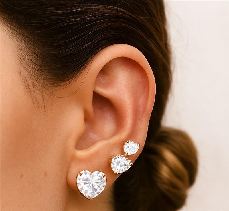 BRINCO ZIRCÔNIA CORAÇÃO MEDIO BANHO OURO 18K