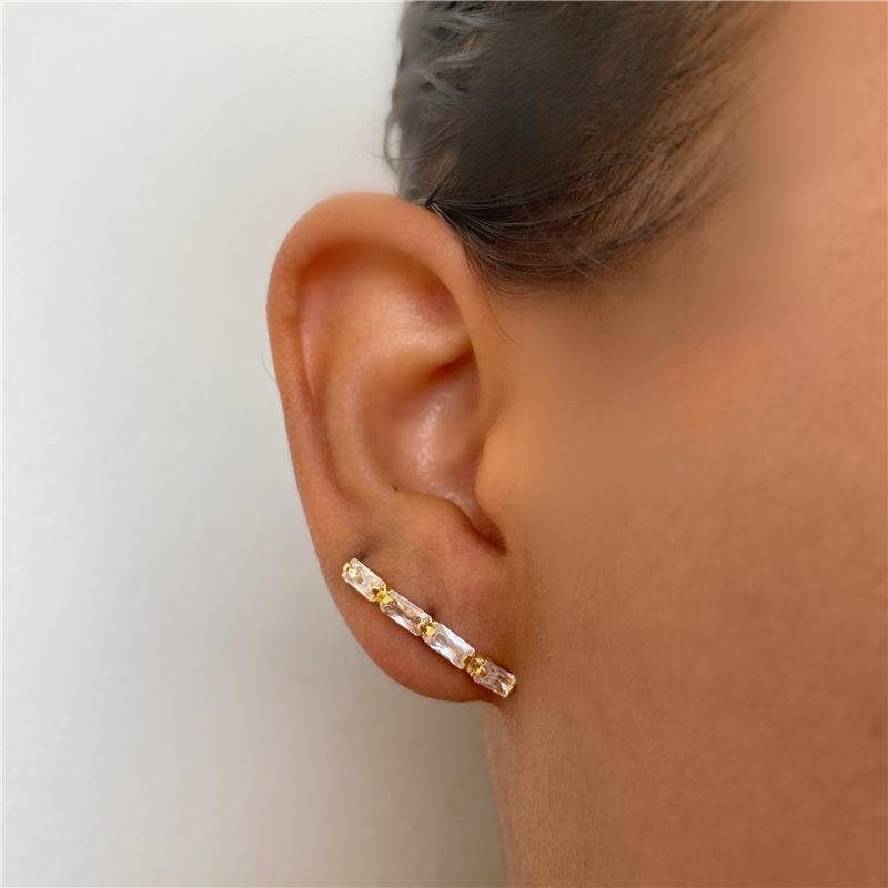 BRINCO EAR HOOK NAVETE BANHO OURO 18K 