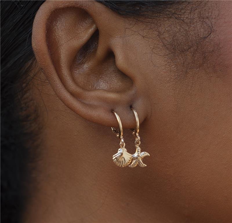 BRINCO ARGOLA PINGENTE ESTRELA BANHO OURO 18K