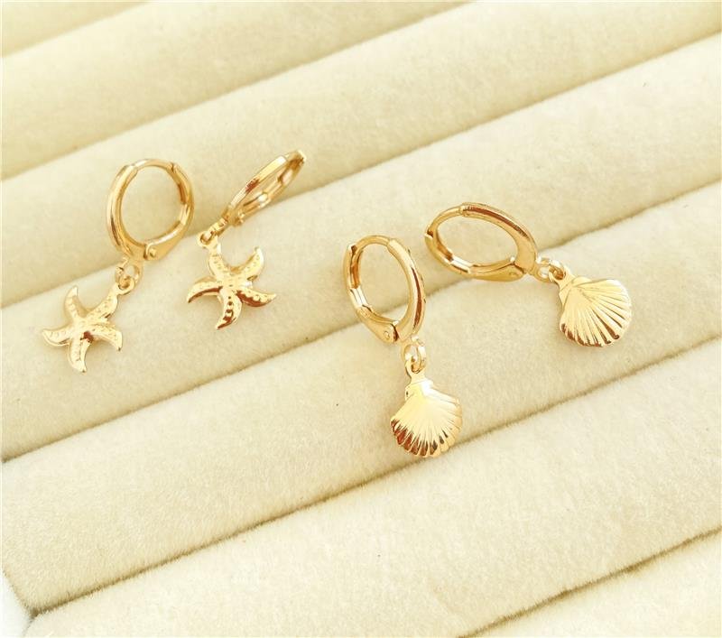 BRINCO ARGOLA PINGENTE ESTRELA BANHO OURO 18K