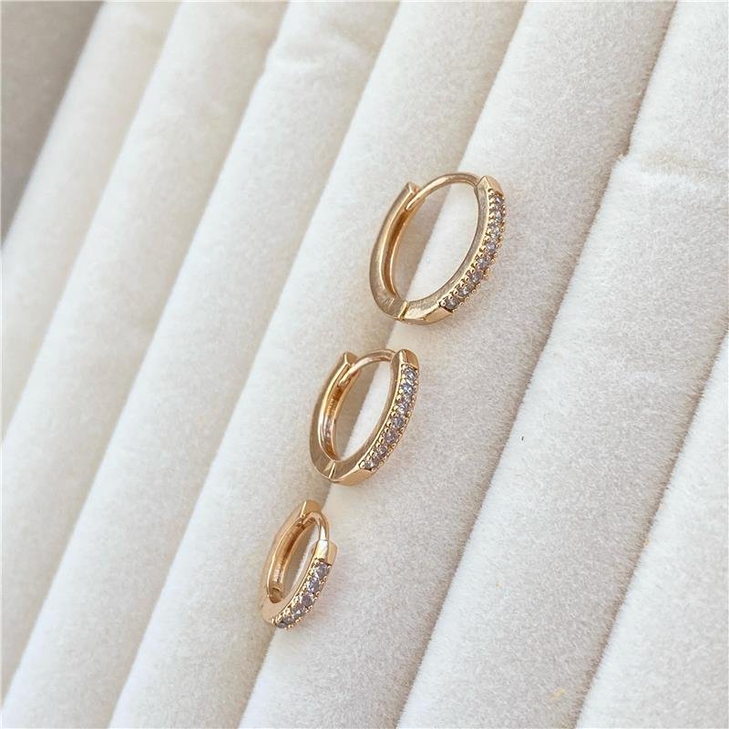 BRINCO TRIO ARGOLINHA CRAVEJADA BANHO OURO 18K