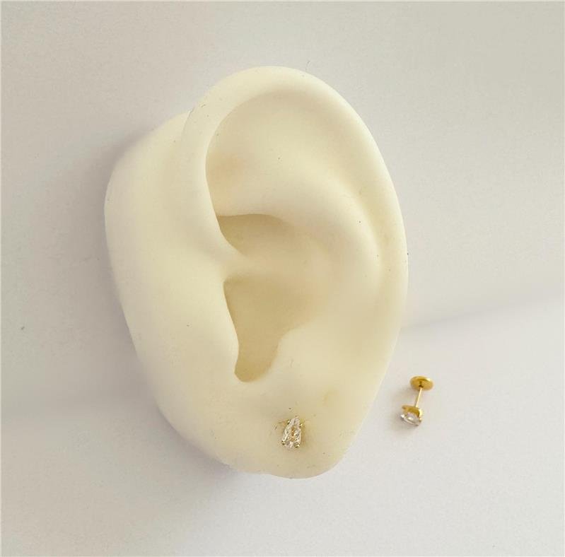 BRINCO GOTINHA ZIRCÔNIA - PROTEÇÃO INFANTIL / 2º FURO - BANHO DE OURO 18K