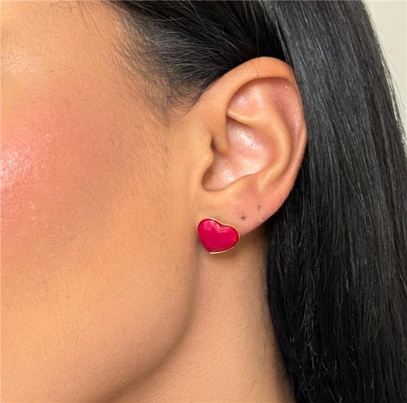 BRINCO COUNTRY CORAÇÃO VERMELHO BANHO OURO18K