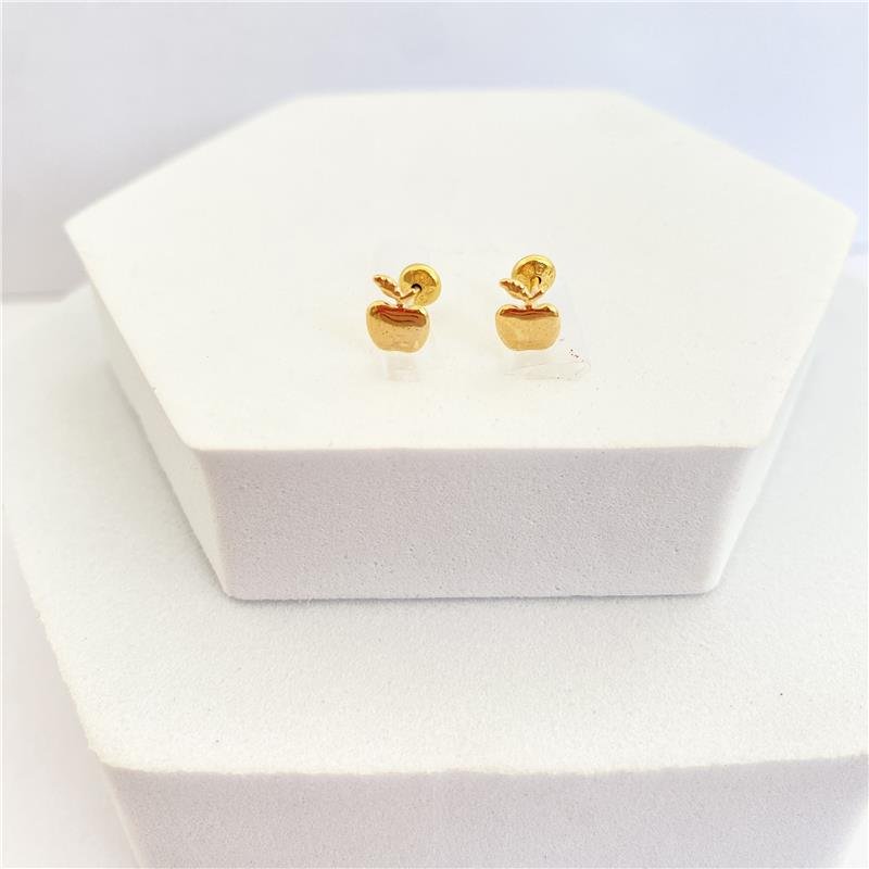 BRINCO MAÇÃ COM PROTEÇÃO INFANTIL BANHO OURO 18K