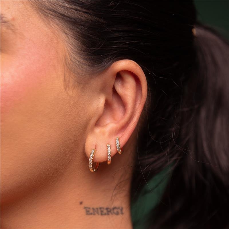 BRINCO TRIO ARGOLINHA CRAVEJADA BANHO OURO 18K 