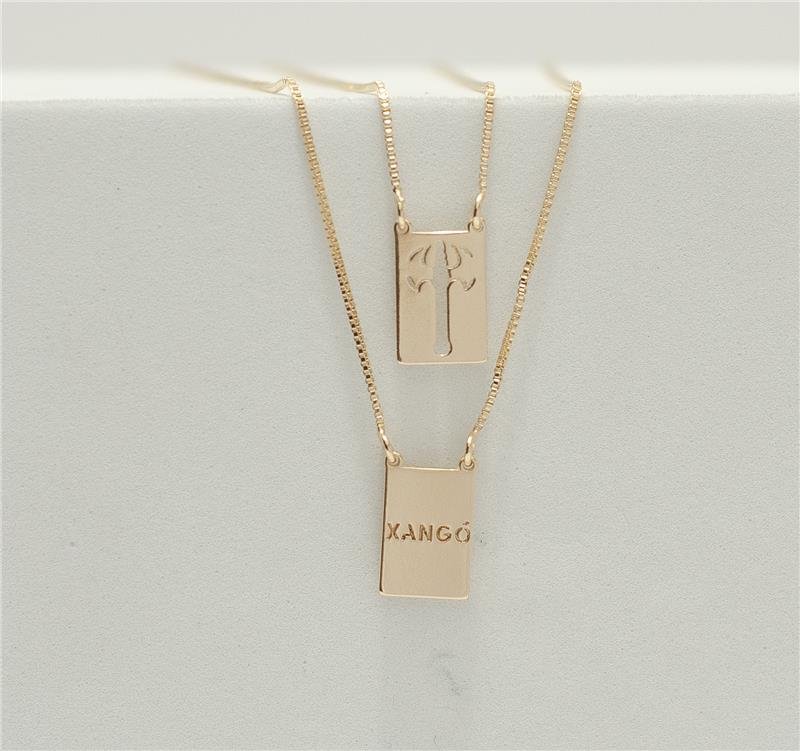 ESCAPULÁRIO ORIXÁ XANGÔ COM CARTÃO PRESENTE BANHO OURO 18K