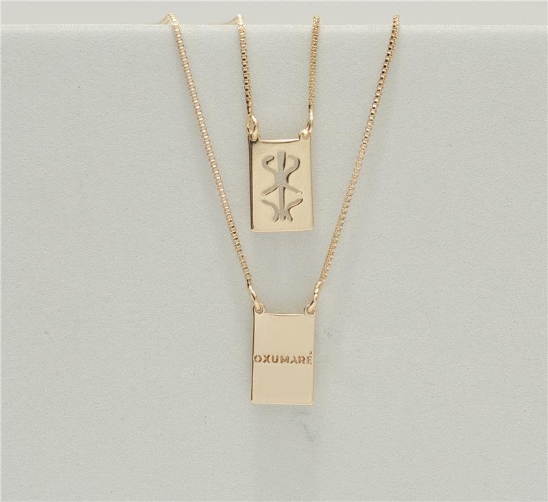 ESCAPULÁRIO ORIXÁ OXUMARE COM CARTÃO PRESENTE BANHO OURO 18K