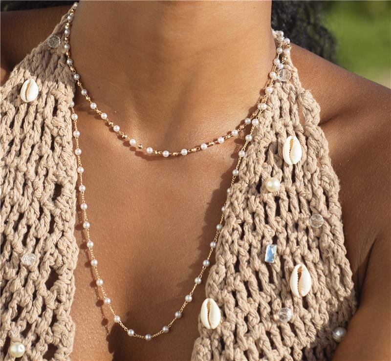 COLAR CHOKER PÉROLA BANHO OURO 18K