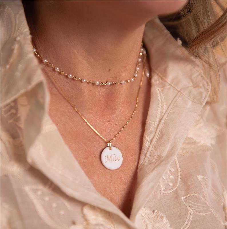 COLAR CHOKER PÉROLA E DOURADA BANHO OURO 18K 