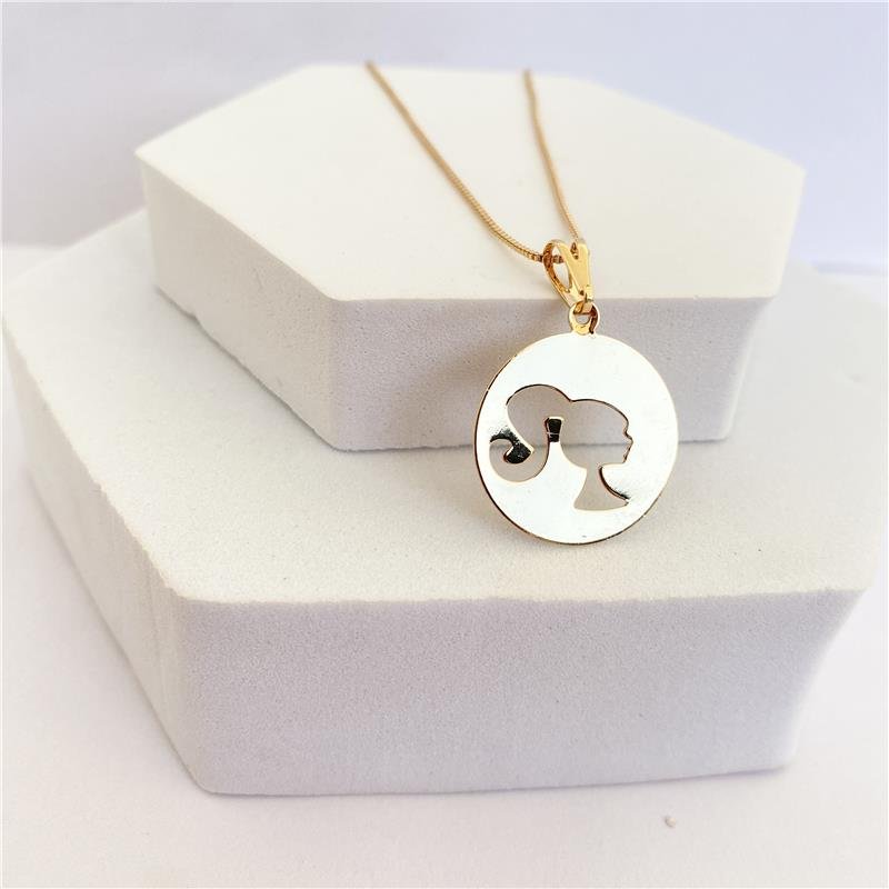 COLAR INFANTIL BARBIE MANDALA BANHO OURO 18K