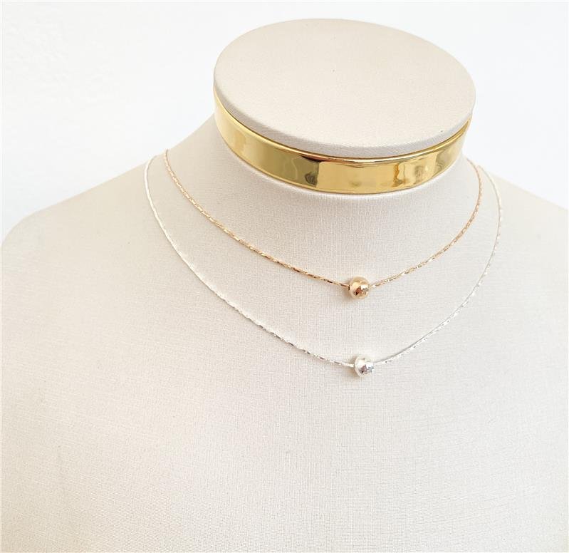 COLAR CHOKER BOLA LISA BANHO OURO 18K