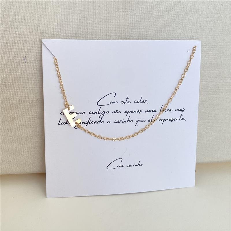 COLAR INICIAL LETRA B MINIMALISTA COM CARTÃO PRESENTE BANHO OURO 18K