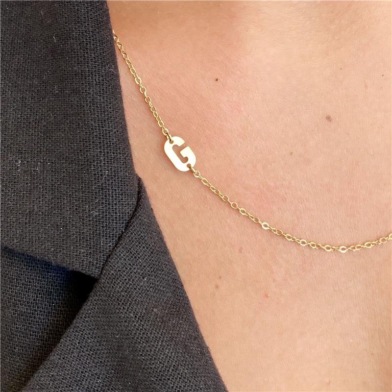 COLAR INICIAL LETRA G MINIMALISTA COM CARTÃO PRESENTE BANHO OURO 18K