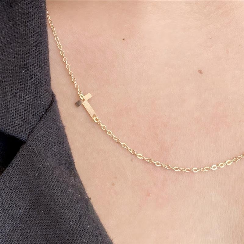 COLAR INICIAL LETRA T MINIMALISTA COM CARTÃO PRESENTE BANHO OURO 18K