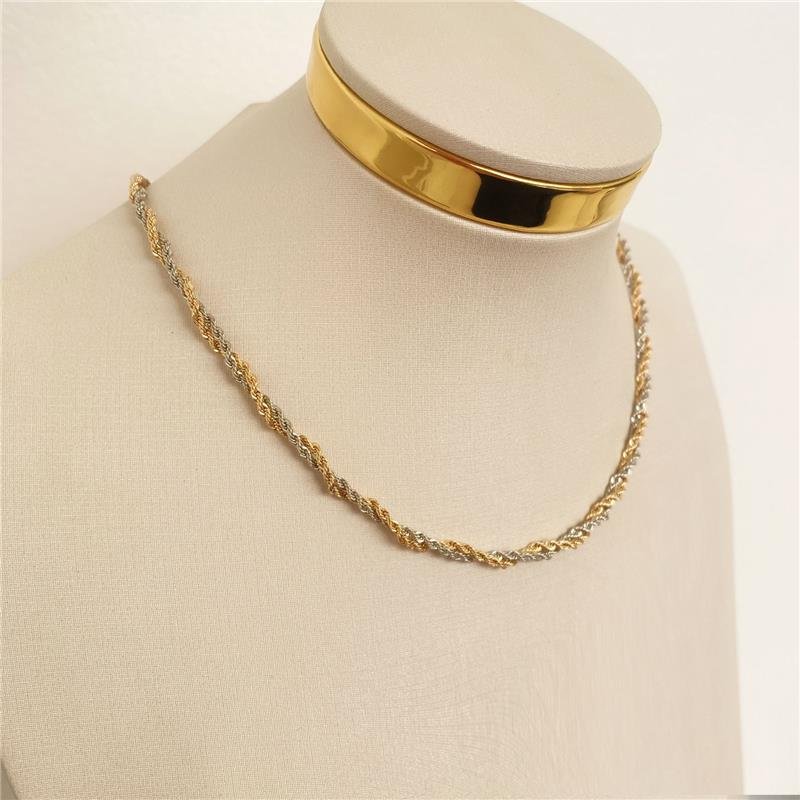 COLAR CORDÃO BAIANO 2 CORES BANHO OURO 18K