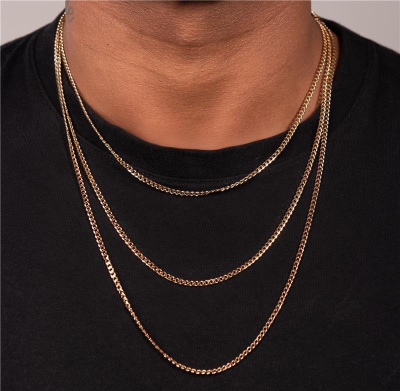 COLAR MASCULINO GRUMET 3MM 60CM BANHO OURO 18K 