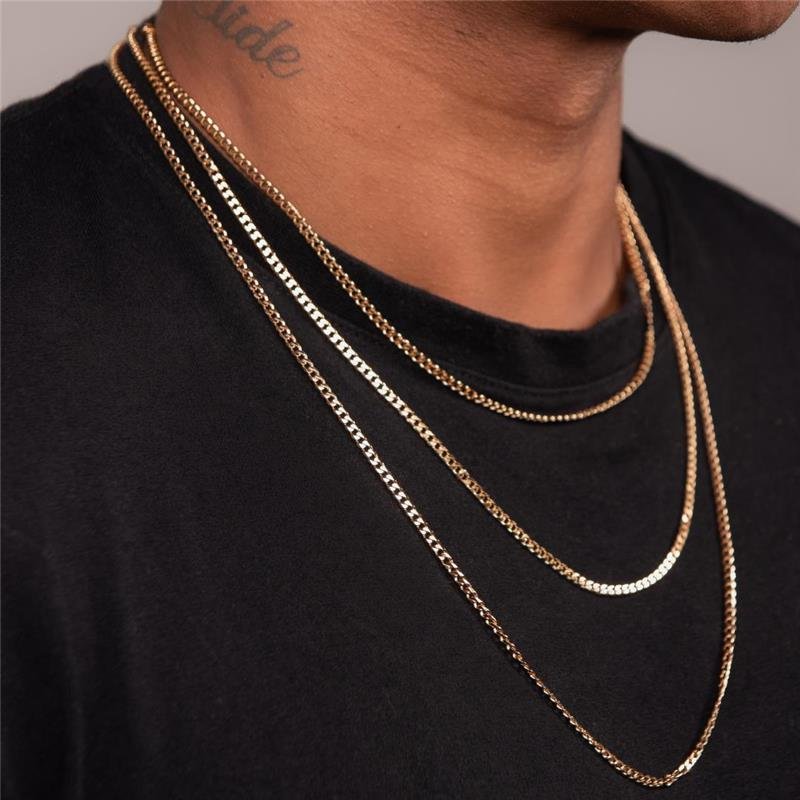 COLAR MASCULINO GRUMET 3MM 60CM BANHO OURO 18K 