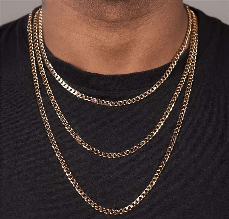 COLAR MASCULINO GRUMET 5MM 60CM BANHO OURO 18K