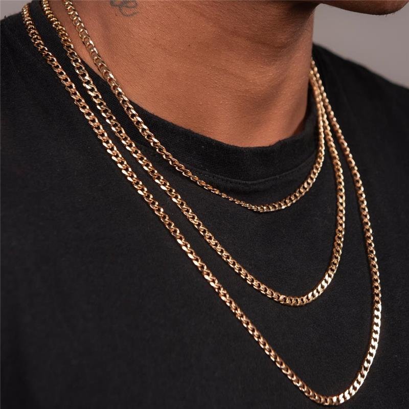 COLAR MASCULINO GRUMET 5MM 60CM BANHO OURO 18K