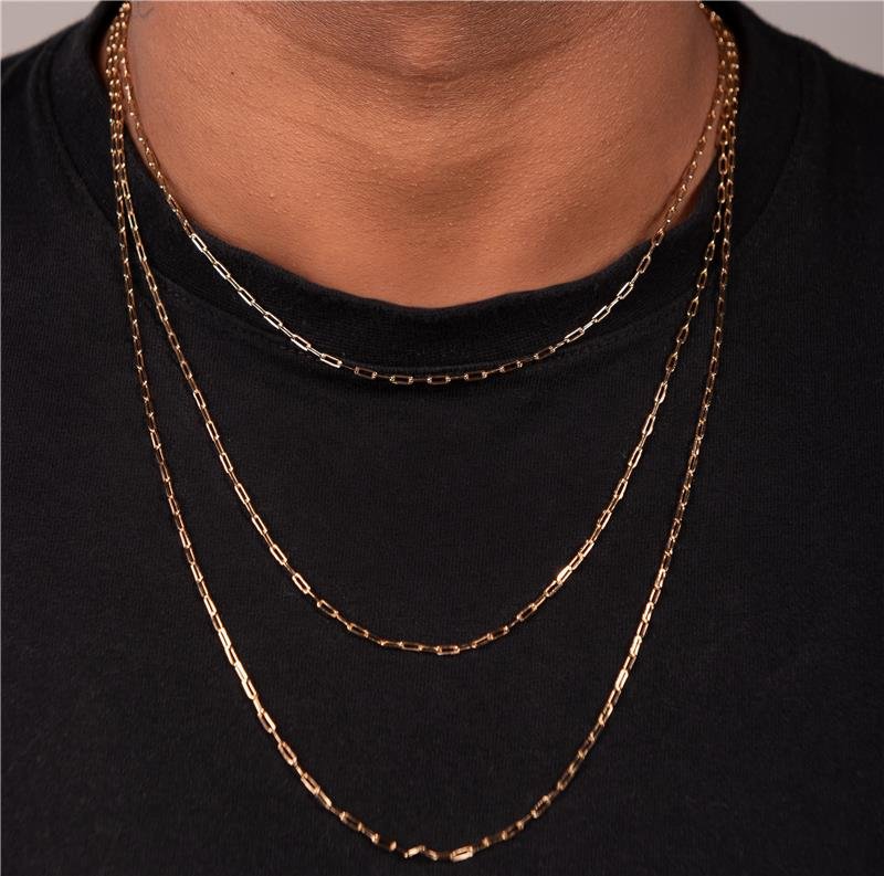 COLAR MASCULINO INFANTIL CARTIER 2MM 50CM BANHO OURO 18K - BREVE REPOSIÇÃO