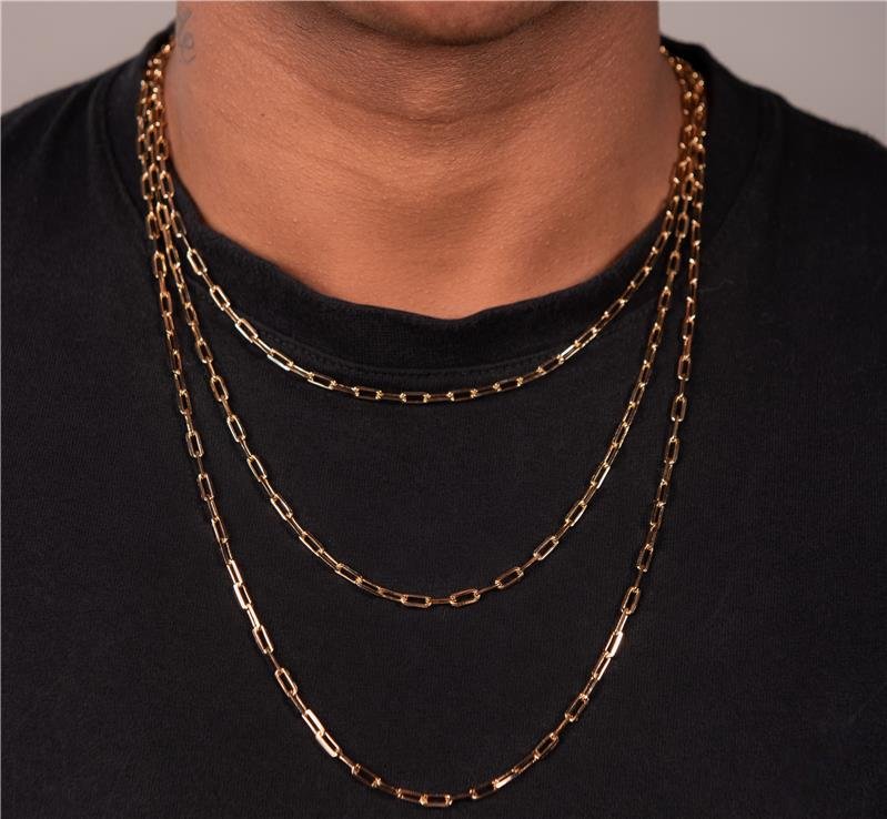 COLAR MASCULINO CARTIER 2MM 60CM BANHO OURO 18K 