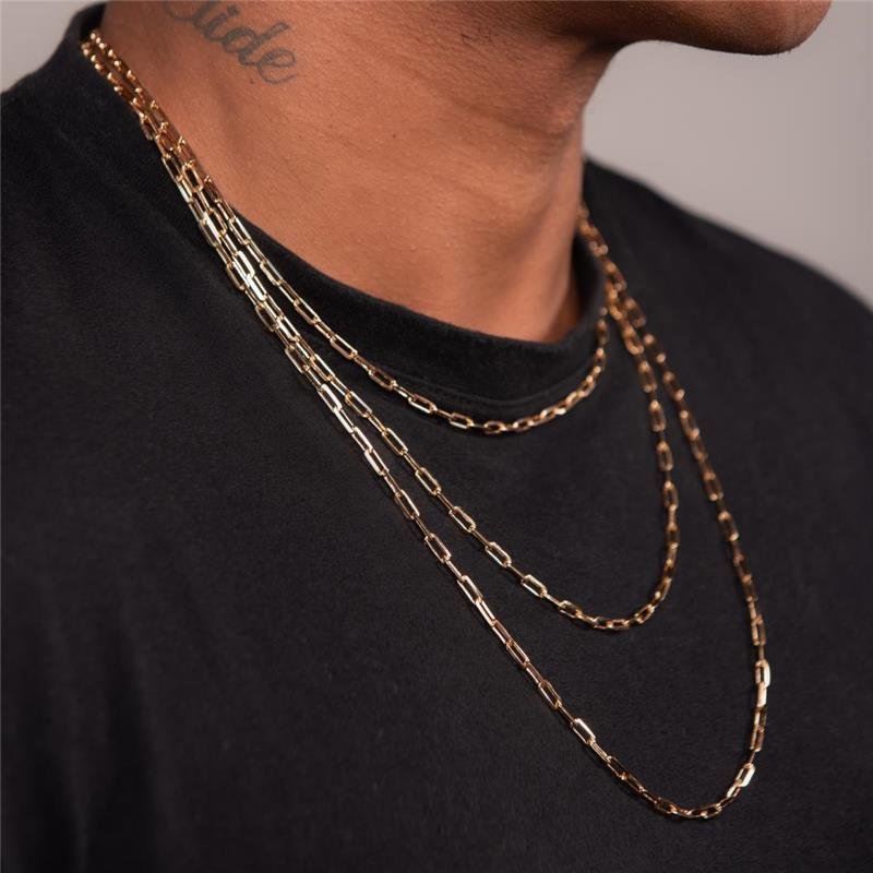 COLAR MASCULINO INFANTIL CARTIER 4MM 50CM BANHO OURO 18K 