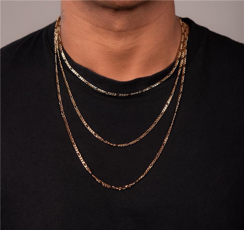 COLAR MASCULINO 3 EM 1 3MM 70CM BANHO OURO 18K 