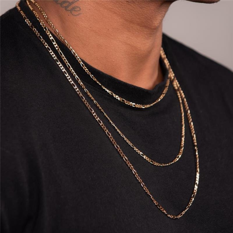 COLAR MASCULINO 3 EM 1 3MM 70CM BANHO OURO 18K 