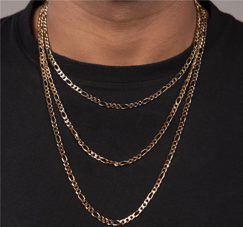 COLAR MASCULINO 3 EM 1 INFANTIL 5MM 50CM BANHO OURO 18K